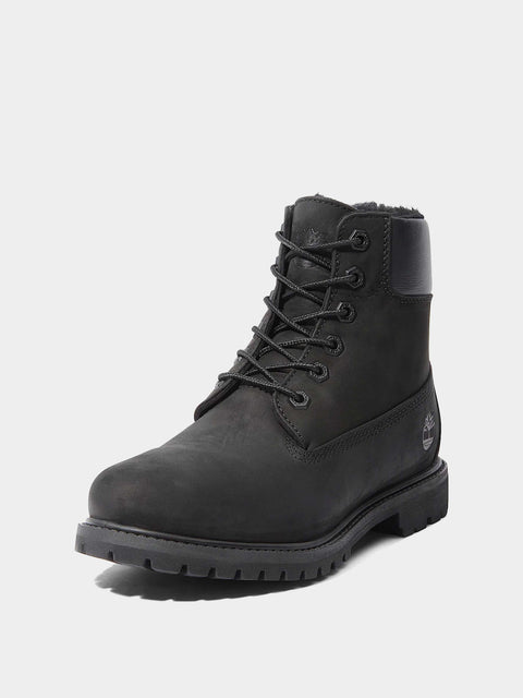 6-Zoll-wasserdichter Stiefel mit warmem Futter, schwarz