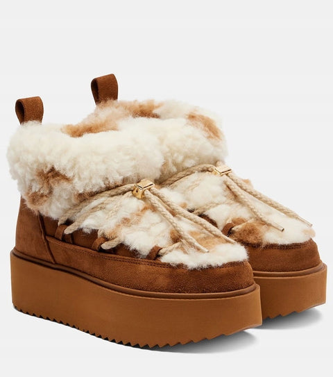Teddy-Plateau-Schuhe Ecru