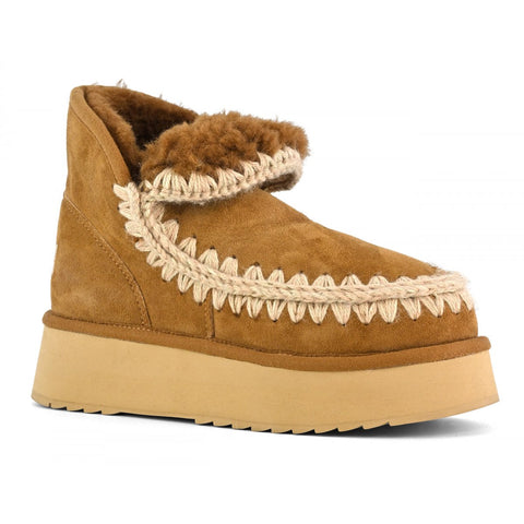 Mini Eskimo Plateau-Stiefel Cognac