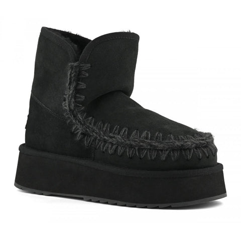 Plateau-Stiefel Wildleder Schwarz