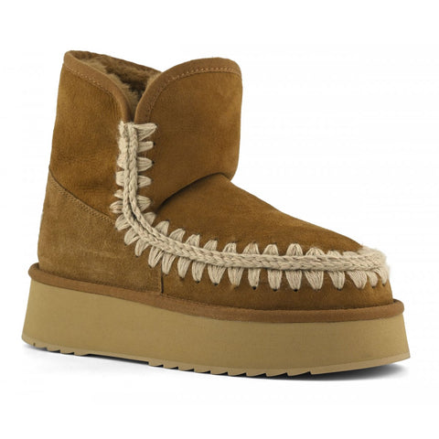Plateaustiefel Wildleder Cognac