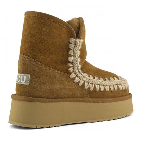 Plateaustiefel Wildleder Cognac