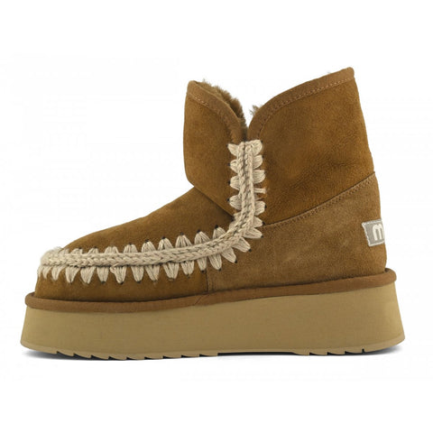 Plateaustiefel Wildleder Cognac