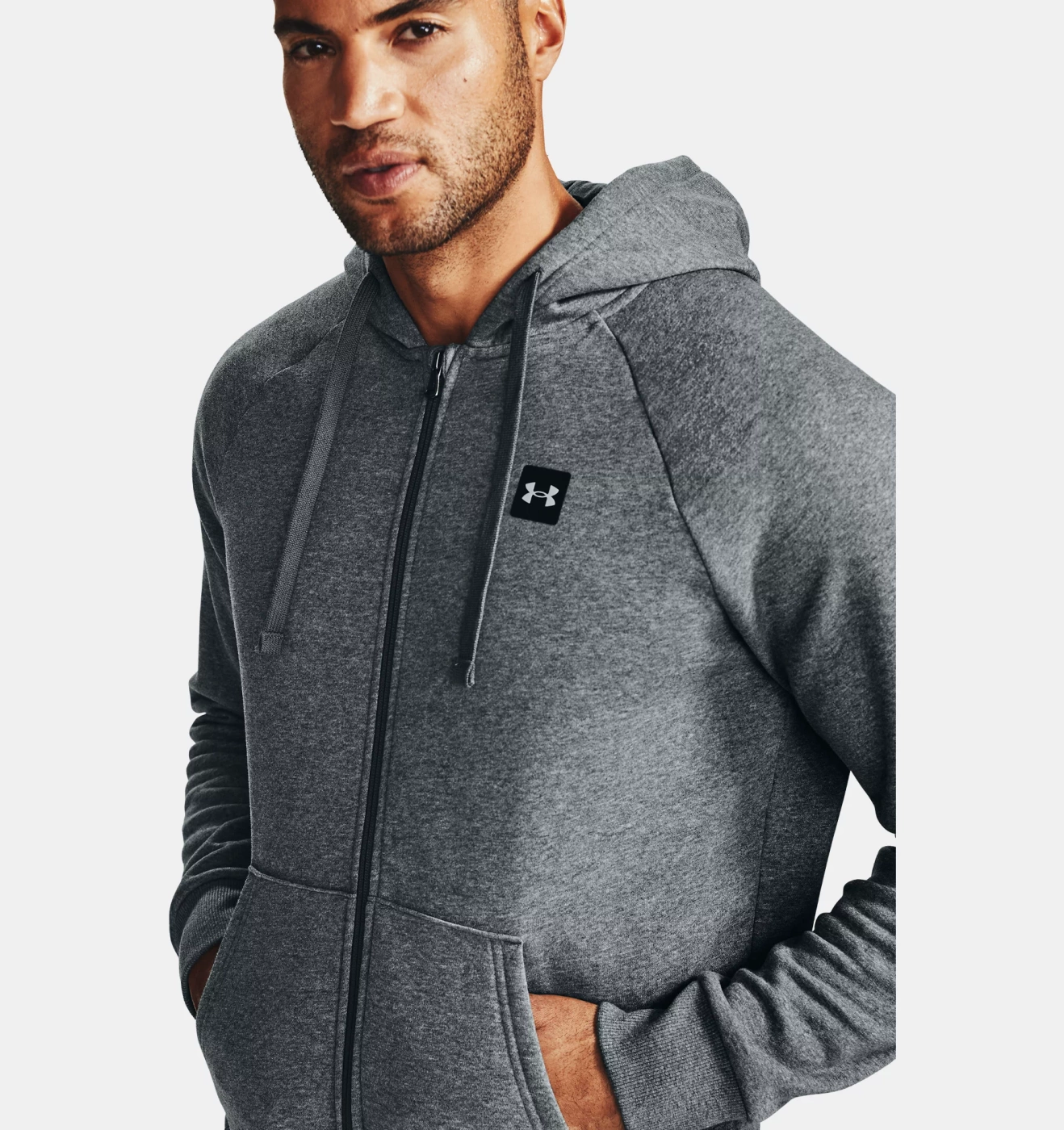 UA RIVAL FLEECE FZ HOODIE 1357111-012 - Herren Kapuzenpullover - Grau