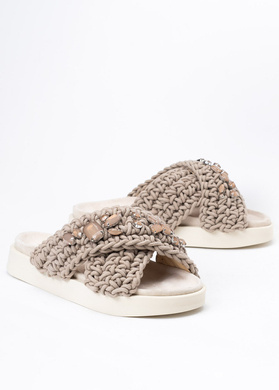 INUIKII WOVEN STONES - Damen Flip Flops - Braun